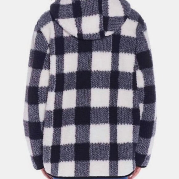 NWT Weatherproof Reversible Sherpa Zip Hoodie Black/White Buffalo Plaid Size S - Picture 3 of 16